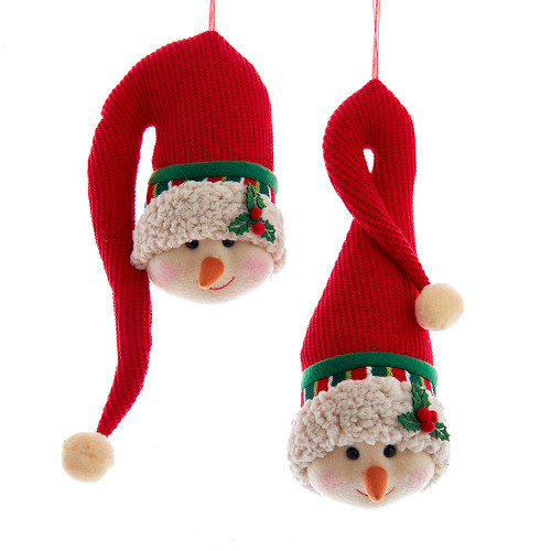Snowman Head Ornaments, 2 Assorted