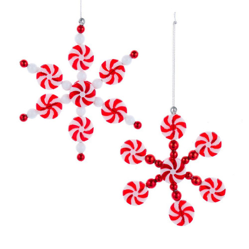 Peppermint Candy Snowflake Ornaments, 2 Assorted