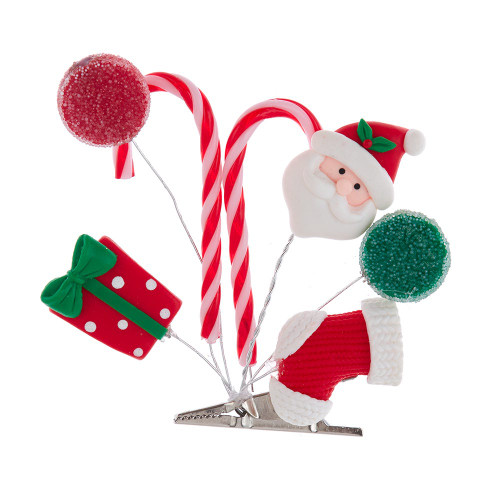 Santa With Candy Canes Clip-On Ornament