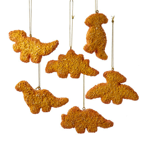 Dinosaur Chicken Nugget Ornaments, 6 Assorted