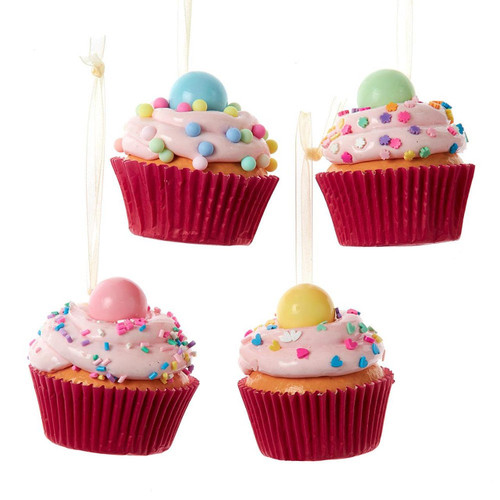 Bubblegum Cupcake Ornaments, 4 Assorted