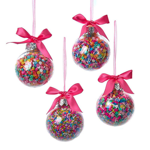 Bubblegum Balls With Sprinkles Ornaments, 4 Assorted