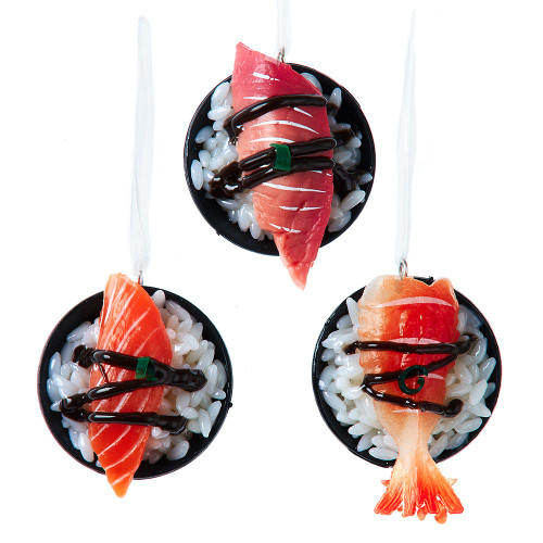Sushi Rice Bowl Ornaments, 3 Assorted
