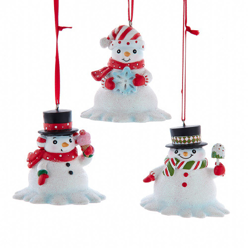 Melting Snowman Ornaments, 3 Assorted
