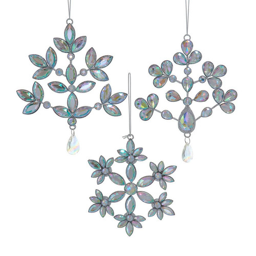 Metal Opalescent Stone Ornament, 3 Assorted