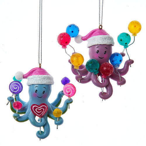 Octopus With Lollipop Ornaments, 2 Assorted