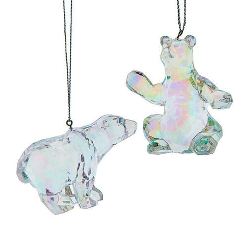 Opalescent Bear Ornaments, 2 Assorted
