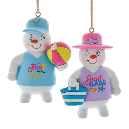 Beach Snowman Ornaments, 2 Assorted