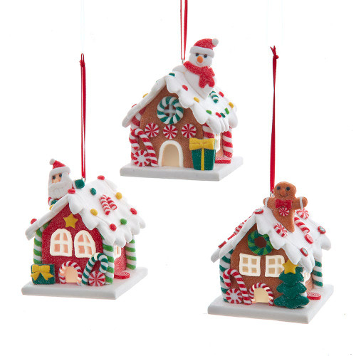 Battery Operated LED Candy House Ornaments, 3 Assorted
