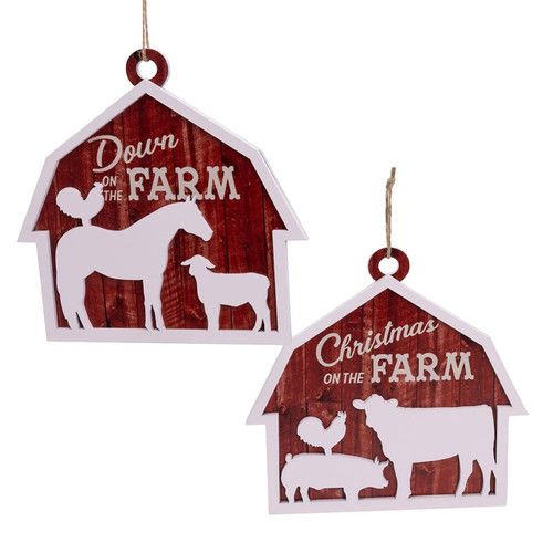 Christmas Down On The Farm Ornaments, 2 Assorted