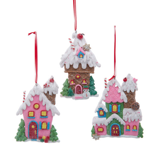 Ice Cream House Ornaments, 3 Assorted