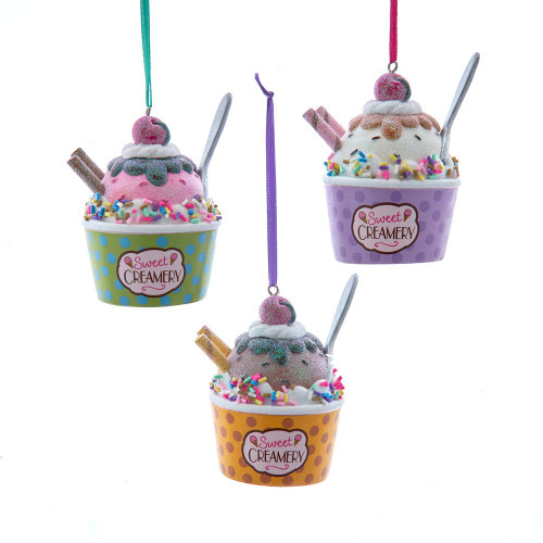 Pastel Ice Cream Cup Ornaments, 3 Assorted