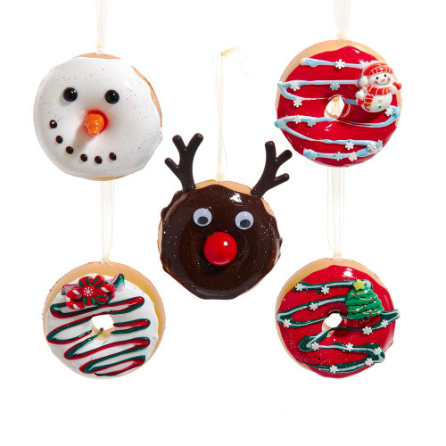 Decorated Christmas Donut Ornaments, 5 Assorted