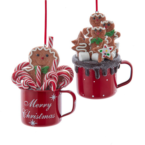 Hot Cocoa Cup With Gingerbread Men Ornaments, 2 Assorted