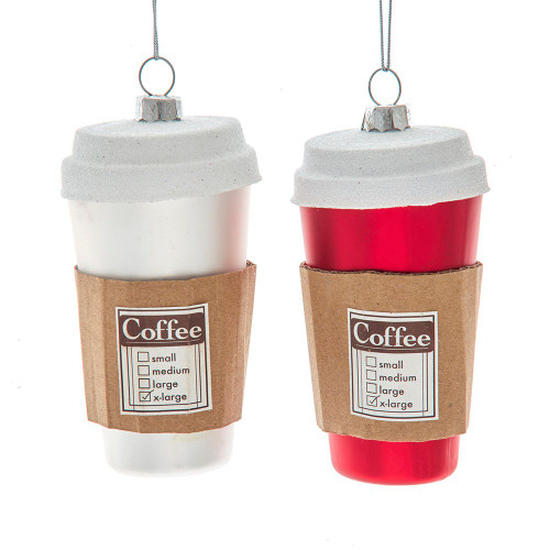 Glass Coffee Cup Ornaments, 2 Assorted