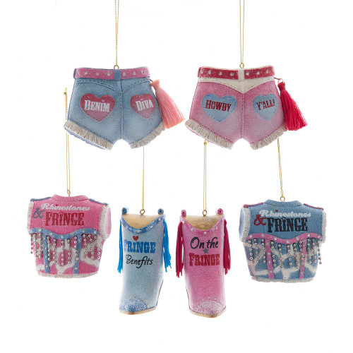 Cowboy Vest, Shorts, Boots With Fringe Ornaments, 6 Assorted