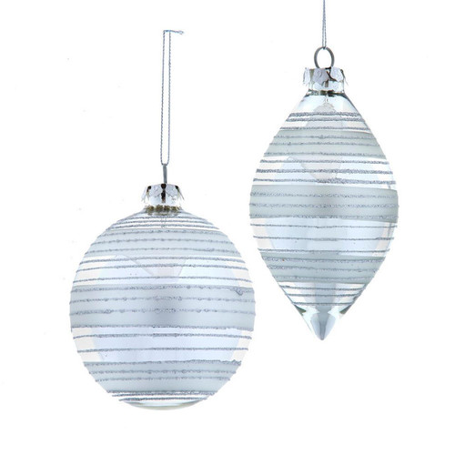 Glass Silver Ball & Onion Ornaments, 2 Assorted