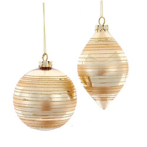 Glass Gold Ball & Onion Ornaments, 2 Assorted
