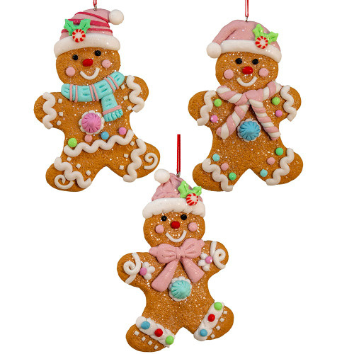 Pastel Gingerbread Man Ornaments, 3 Assorted