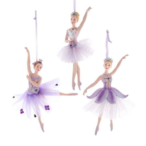 Royal Splendor Purple and Silver Ballerina Ornaments, 3 Assorted
