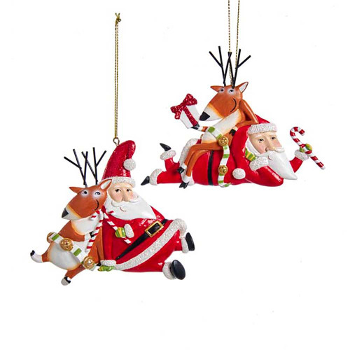 Holiday Cheers Santa and Reindeer Ornaments, 2 Assorted