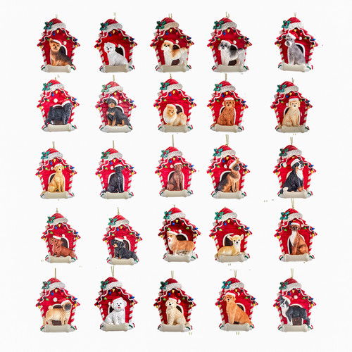 Dog With Doghouse Ornaments For Personalization, 28 Assorted