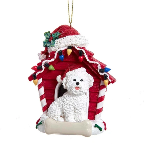 Bichon Frise With Dog House Ornament For Personalization
