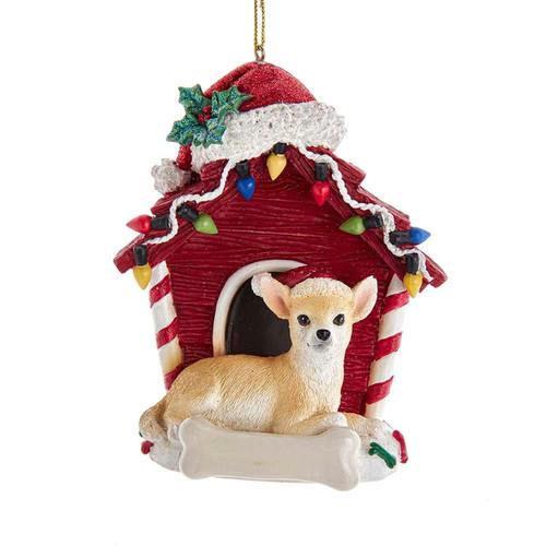 Chihuahua With Dog House Ornament For Personalization