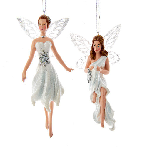 Silver and White Fairy Ornaments, 2 Assorted