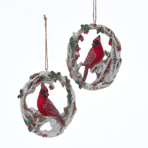 Birch Berry Cardinal Ornaments, 2 Assorted