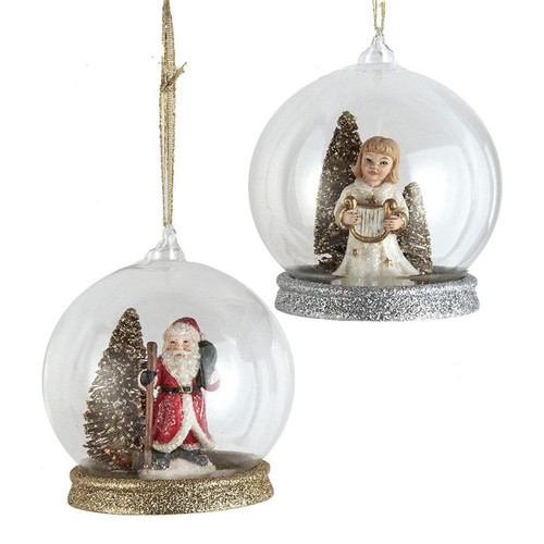 German Glass Ball Santa and Angel Ornaments, 2 Assorted