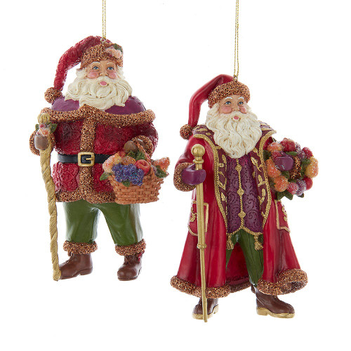 Sugar Frost Santa Ornaments, 2 Assorted