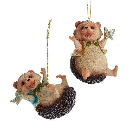 Hedgehog With Butterfly Ornaments, 2 Assorted