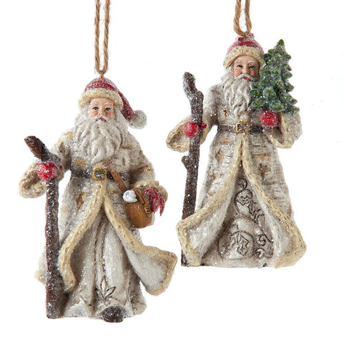 Birch Berries Santa Ornaments, 2 Assorted