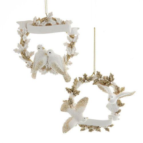 Platinum Dove Wreath Ornament For Personalization