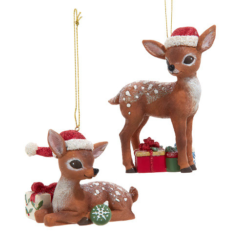 Nostalgic Deer With Christmas Presents Ornaments, 2 Assorted