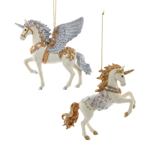 Celestial Unicorn & Pegasus Ornaments, 2 Assorted