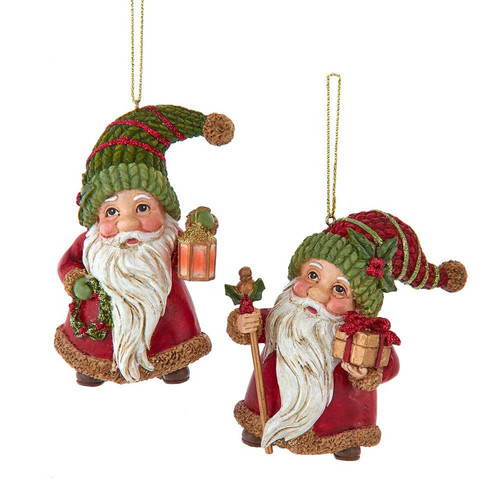 Gnome Santa Wearing Knit Hat Ornaments, 2 Assorted