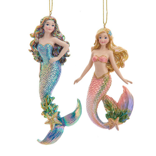 Electroplated Mermaid Ornaments, 2 Assorted