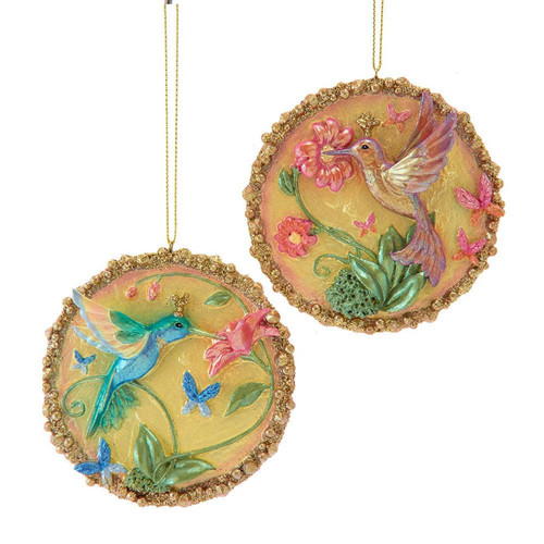 Hummingbird Disc Ornaments, 2 Assorted