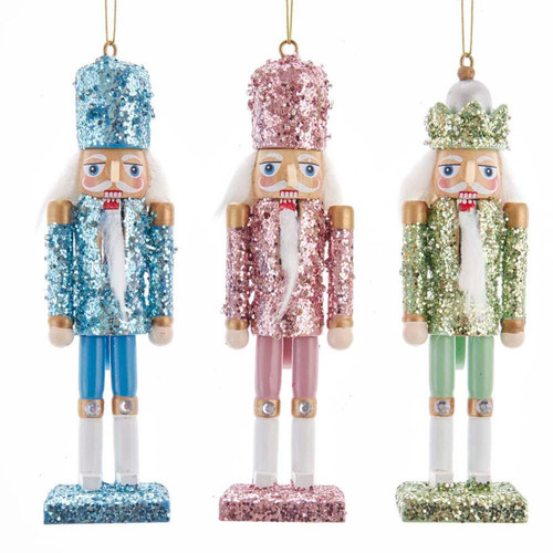 6“ Pink, Blue and Green Nutcracker Ornaments, 3 Assorted