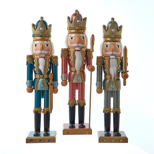 15“ Teal, Green & Desert Rose Nutcrackers, 3 Assorted