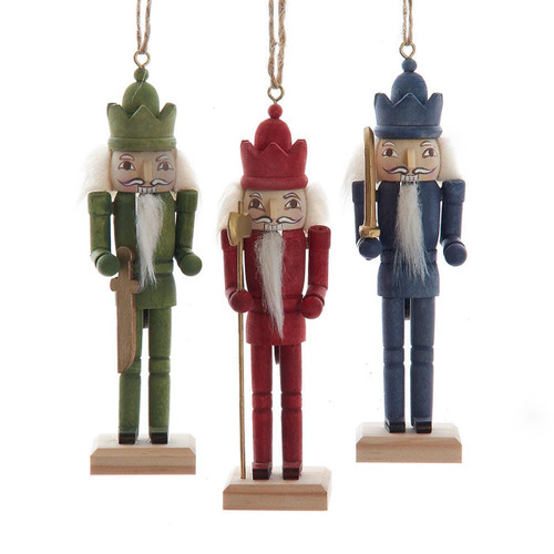 6“ Comfort & Joy Red, Green & Blue Nutcracker Ornaments, 3 Assorted