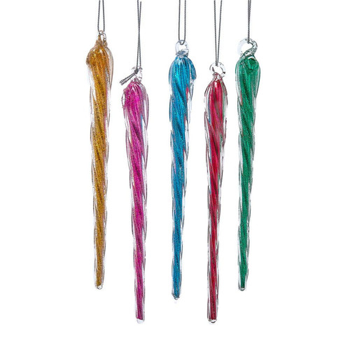 Glass Icicle Ornaments, 5-Piece Box