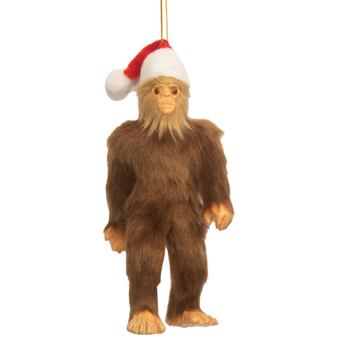 Furry Bigfoot With Santa Hat Ornament