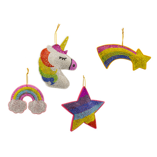 Bedazzled Collection™ Unicorn, Rainbow & Star Ornaments, 4 Assorted