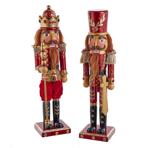 15“ Gold & Burgundy Nutcrackers, 2 Assorted