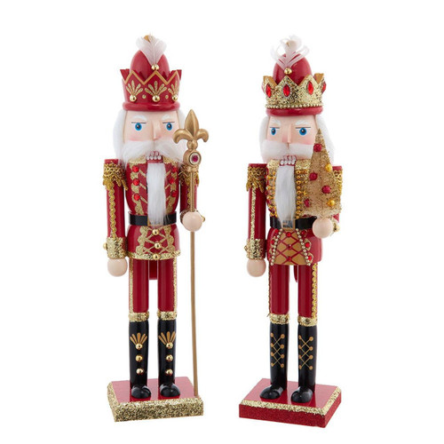 15“ Red & Gold Nutcrackers, 2 Assorted