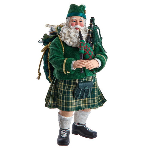 10.5“ Fabriché™ Musical Irish Bagpiper Santa