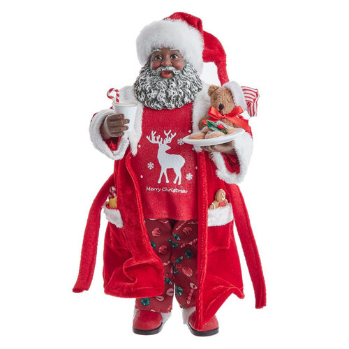 10.5“ Fabriché™ African American Santa In Pajamas and Robe